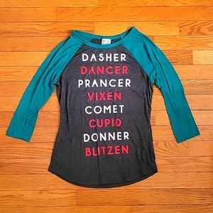 Reindeer names baseball tee